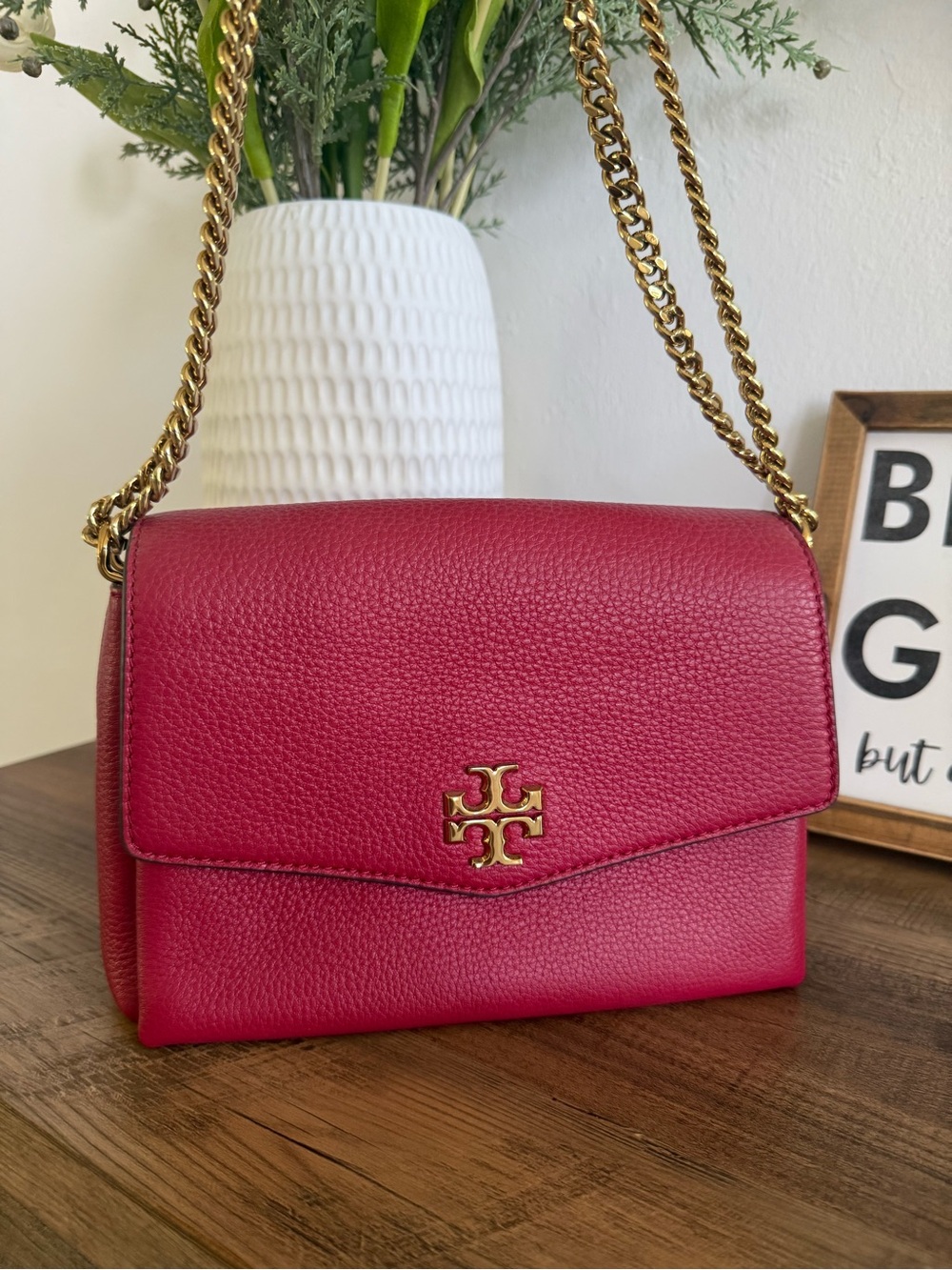 Tory Burch Leather Crossbody with Gold Chain